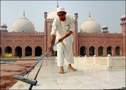 cleaning the mosque
